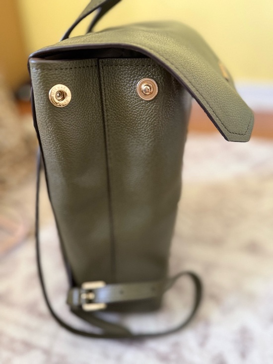 Handbags - Structured Olive Green Pebbled Leather backpack Bag